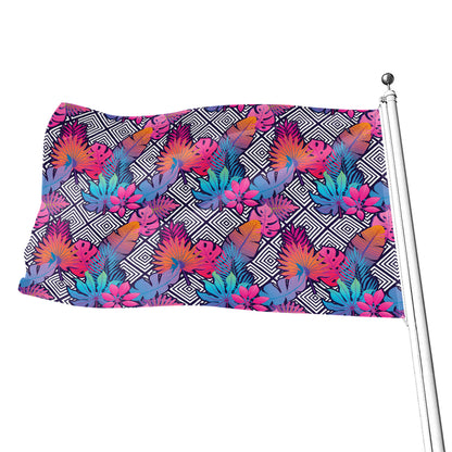 Psychedelic Tropical Aloha Pattern Print Flag