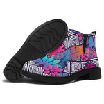 Psychedelic Tropical Aloha Pattern Print Flat Ankle Boots