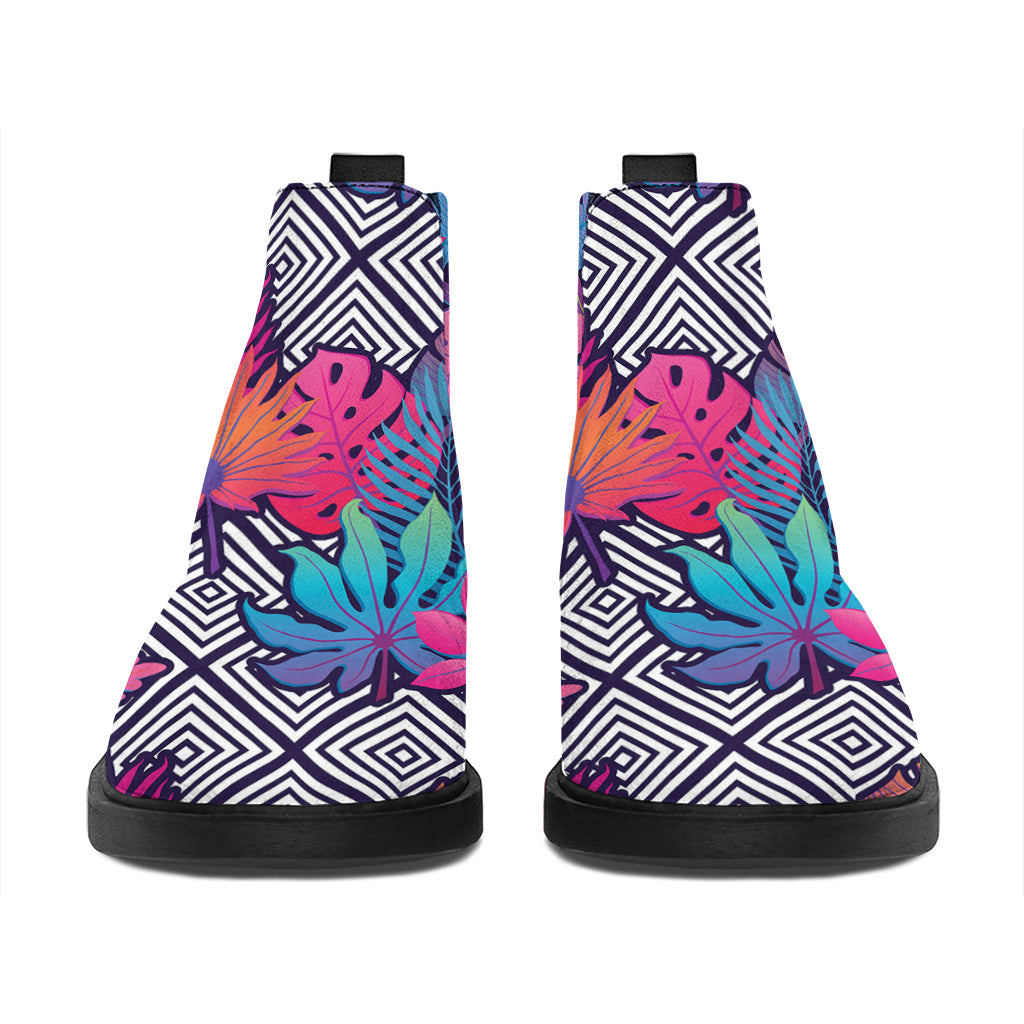 Psychedelic Tropical Aloha Pattern Print Flat Ankle Boots