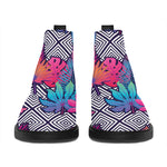 Psychedelic Tropical Aloha Pattern Print Flat Ankle Boots