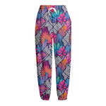 Psychedelic Tropical Aloha Pattern Print Fleece Lined Knit Pants