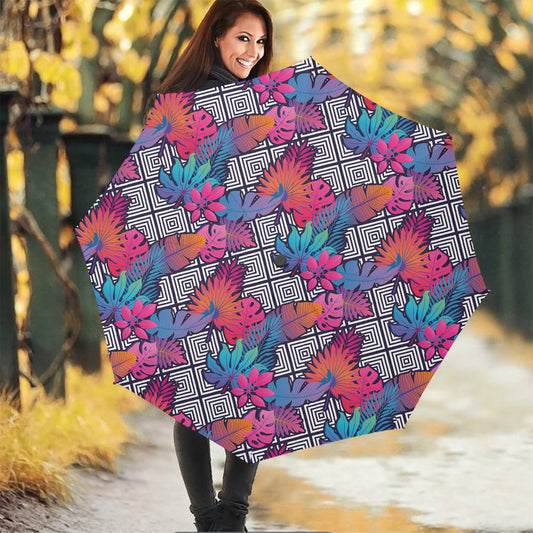 Psychedelic Tropical Aloha Pattern Print Foldable Umbrella