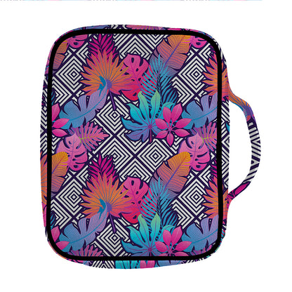 Psychedelic Tropical Aloha Pattern Print Front Pocket Bible Bag
