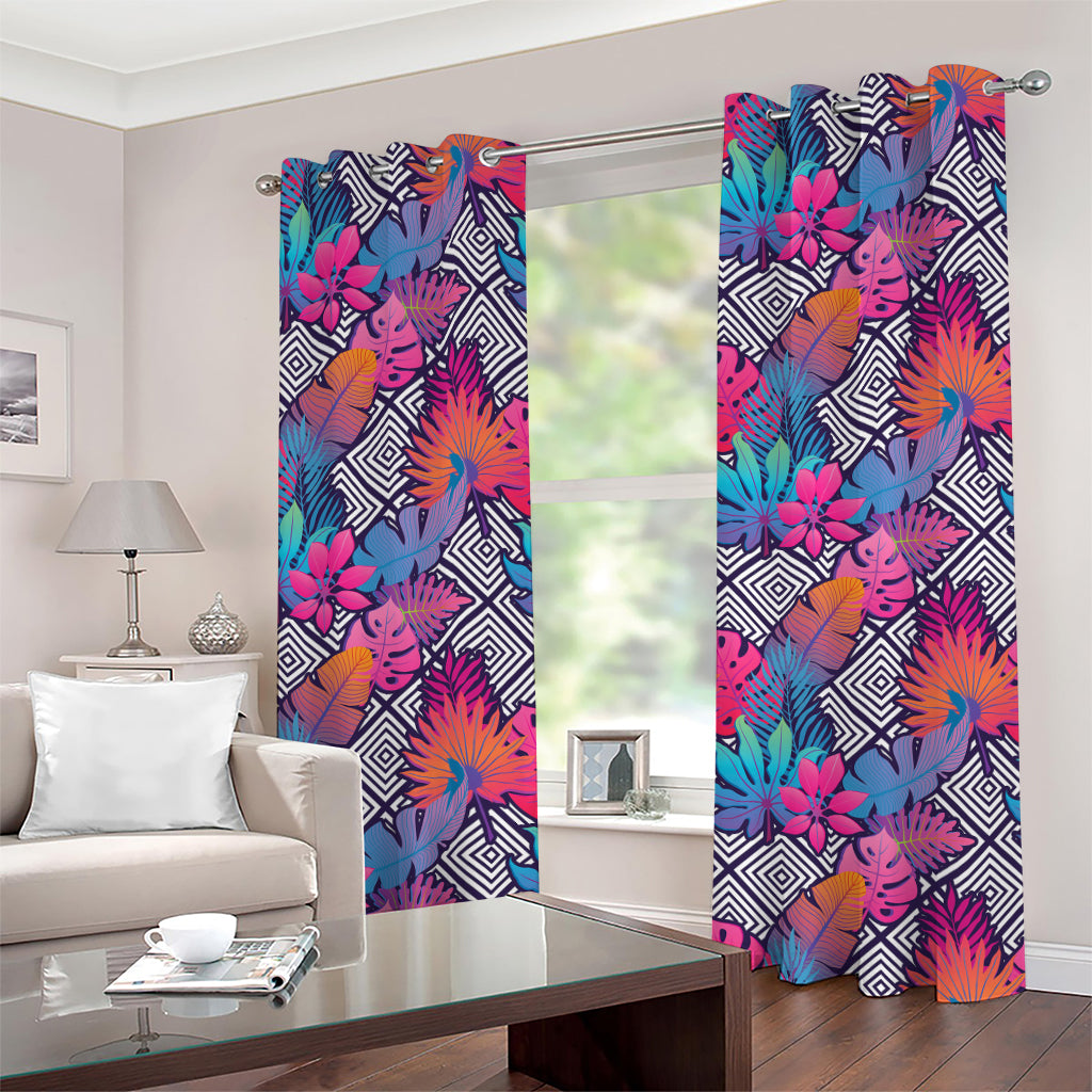 Psychedelic Tropical Aloha Pattern Print Grommet Curtains