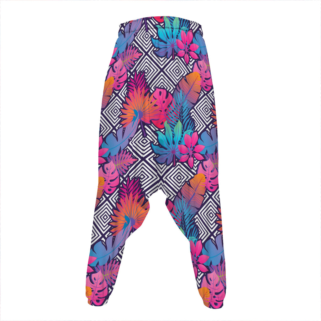 Psychedelic Tropical Aloha Pattern Print Hammer Pants