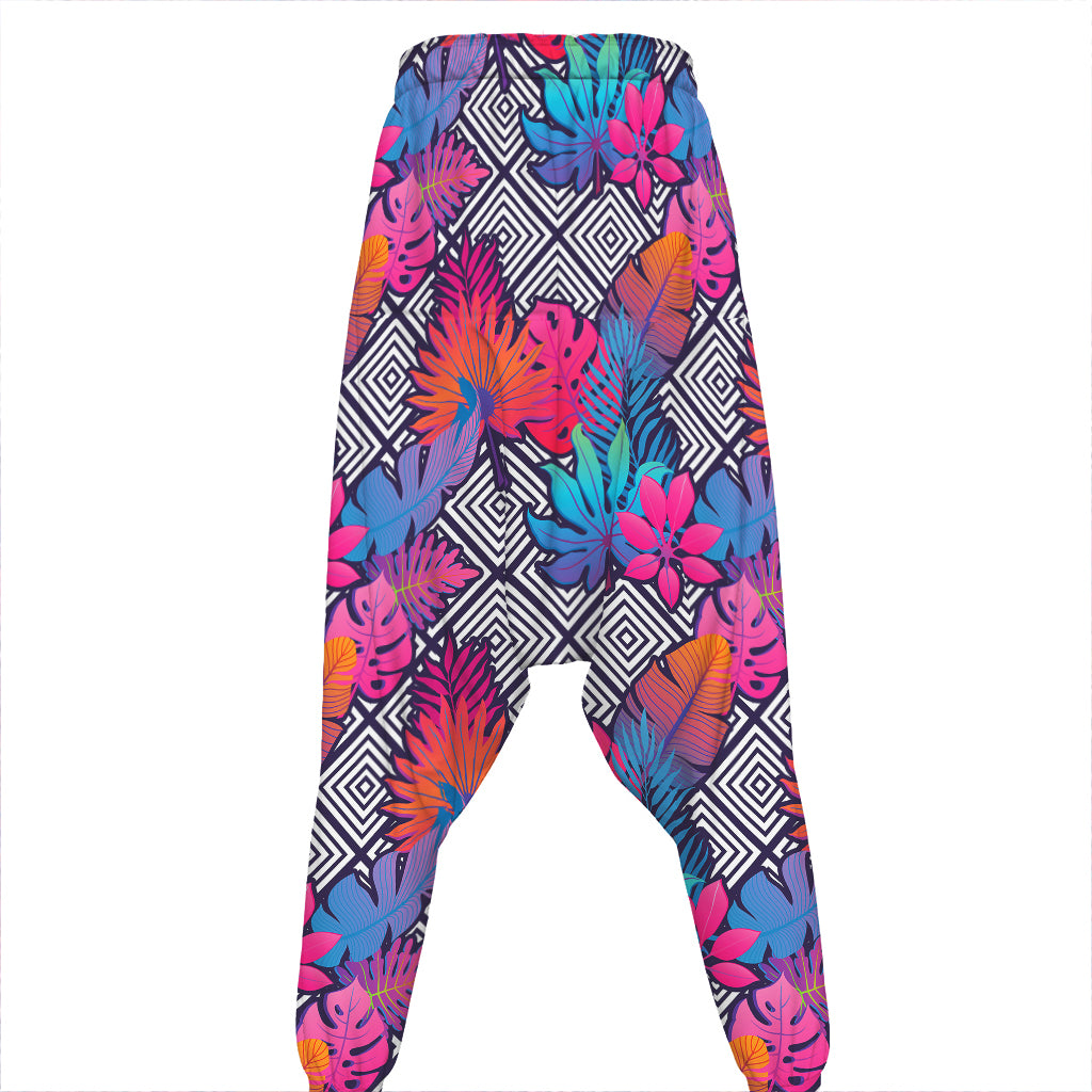 Psychedelic Tropical Aloha Pattern Print Hammer Pants