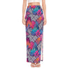 Psychedelic Tropical Aloha Pattern Print High Slit Maxi Skirt