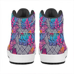 Psychedelic Tropical Aloha Pattern Print High Top Leather Sneakers