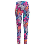 Psychedelic Tropical Aloha Pattern Print High-Waisted Pocket Leggings