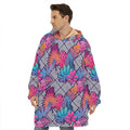 Psychedelic Tropical Aloha Pattern Print Hoodie Blanket