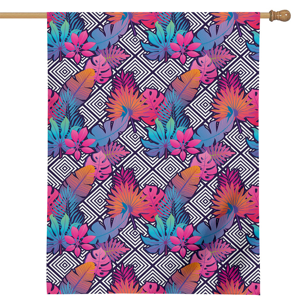 Psychedelic Tropical Aloha Pattern Print House Flag