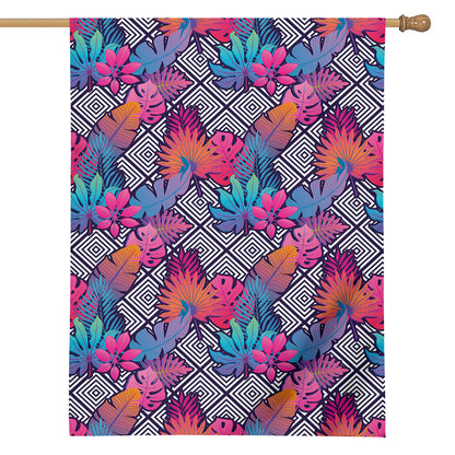 Psychedelic Tropical Aloha Pattern Print House Flag