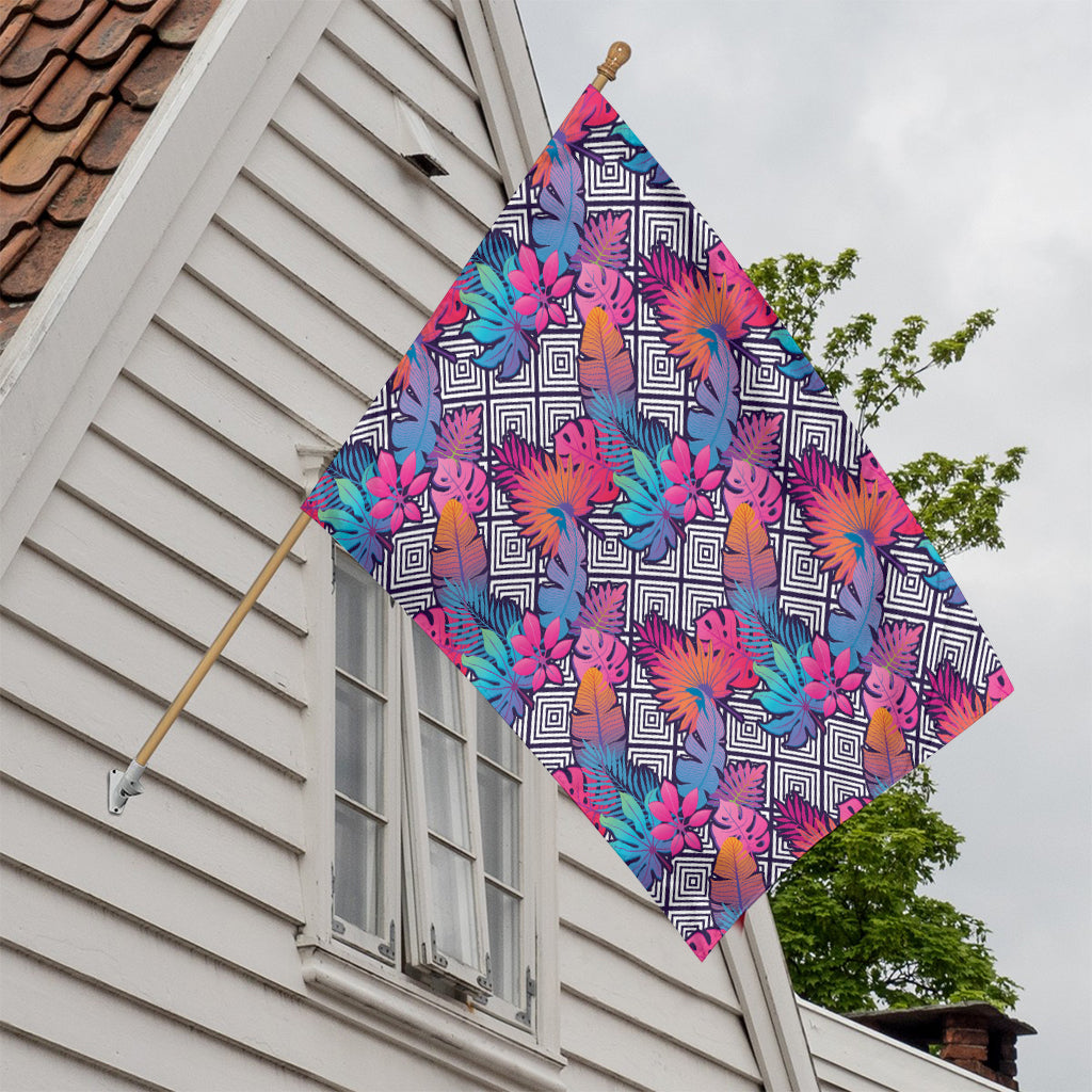 Psychedelic Tropical Aloha Pattern Print House Flag