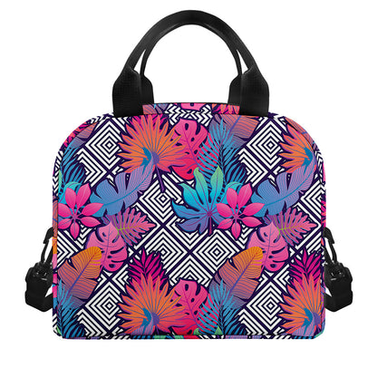 Psychedelic Tropical Aloha Pattern Print Insulated Lunch Bag