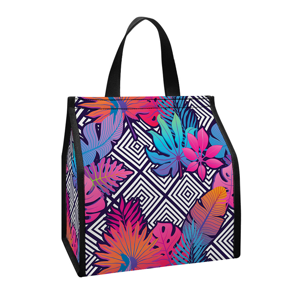 Psychedelic Tropical Aloha Pattern Print Insulated Lunch Tote