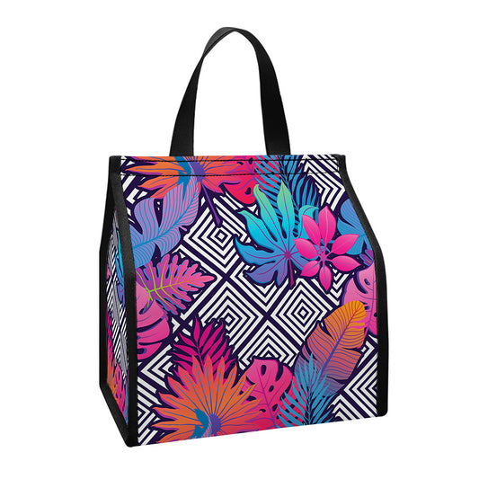 Psychedelic Tropical Aloha Pattern Print Insulated Lunch Tote