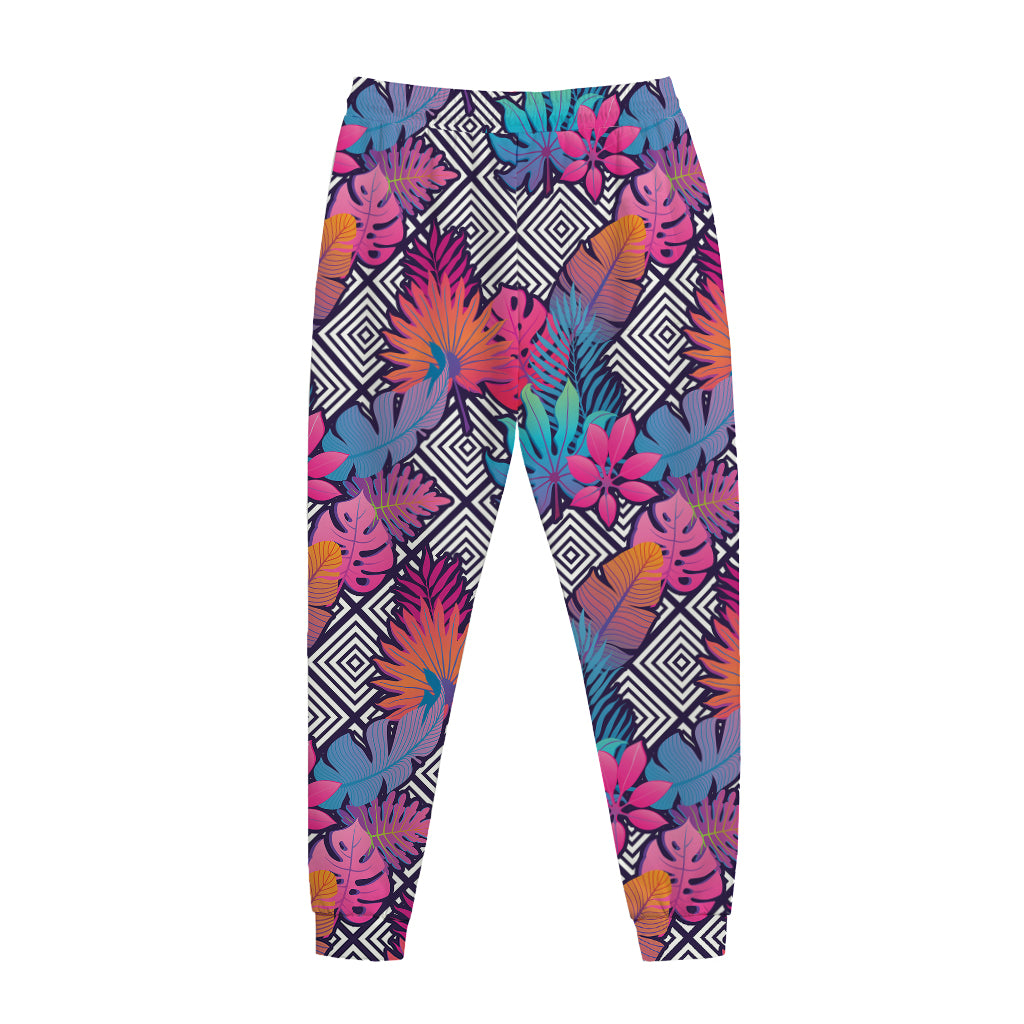 Psychedelic Tropical Aloha Pattern Print Jogger Pants