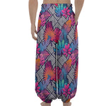 Psychedelic Tropical Aloha Pattern Print Lantern Pants