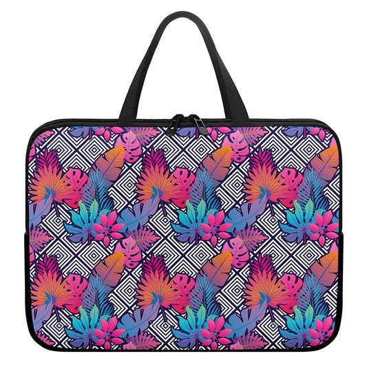 Psychedelic Tropical Aloha Pattern Print Laptop Sleeve With Handle