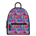Psychedelic Tropical Aloha Pattern Print Leather Backpack