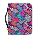 Psychedelic Tropical Aloha Pattern Print Leather Bible Cover
