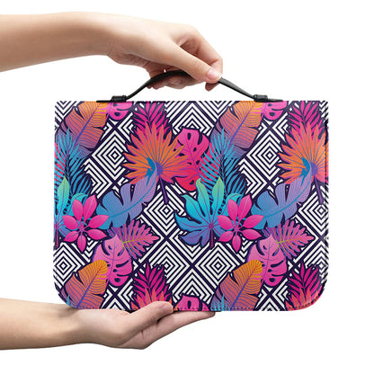 Psychedelic Tropical Aloha Pattern Print Leather Bible Cover