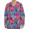 Psychedelic Tropical Aloha Pattern Print Long Sleeve Baseball Jersey