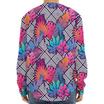 Psychedelic Tropical Aloha Pattern Print Long Sleeve Baseball Jersey