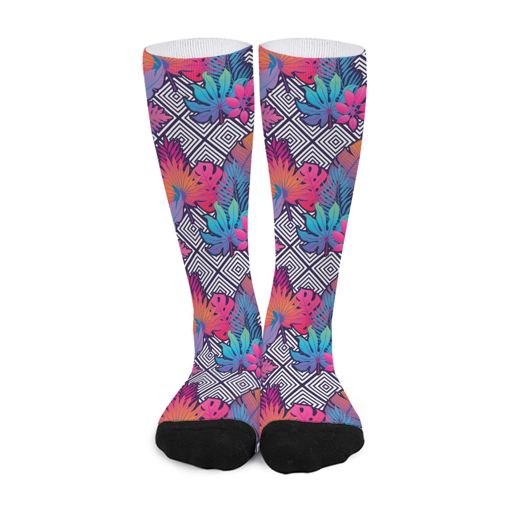 Psychedelic Tropical Aloha Pattern Print Long Socks