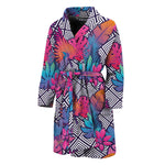 Psychedelic Tropical Aloha Pattern Print Men's Bathrobe