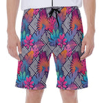 Psychedelic Tropical Aloha Pattern Print Men's Beach Shorts