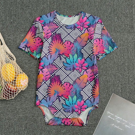 Psychedelic Tropical Aloha Pattern Print Men's Bodysuit