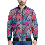 Psychedelic Tropical Aloha Pattern Print Men's Bomber Jacket