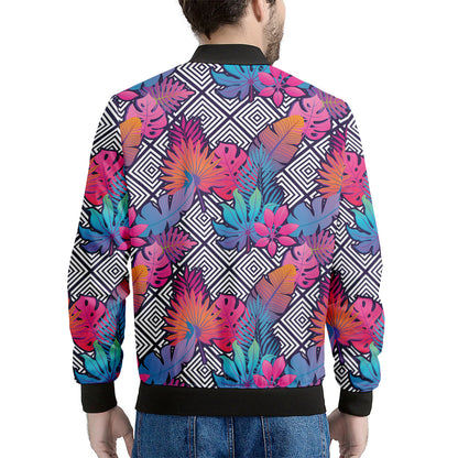 Psychedelic Tropical Aloha Pattern Print Men's Bomber Jacket