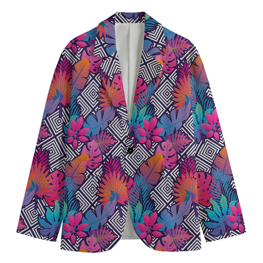 Psychedelic Tropical Aloha Pattern Print Men's Cotton Blazer