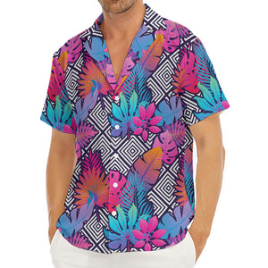 Psychedelic Tropical Aloha Pattern Print Men's Deep V-Neck Shirt