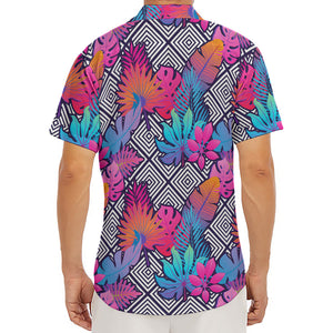 Psychedelic Tropical Aloha Pattern Print Men's Deep V-Neck Shirt