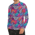 Psychedelic Tropical Aloha Pattern Print Men's Long Sleeve Rash Guard