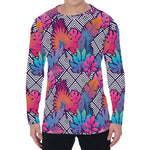 Psychedelic Tropical Aloha Pattern Print Men's Long Sleeve T-Shirt