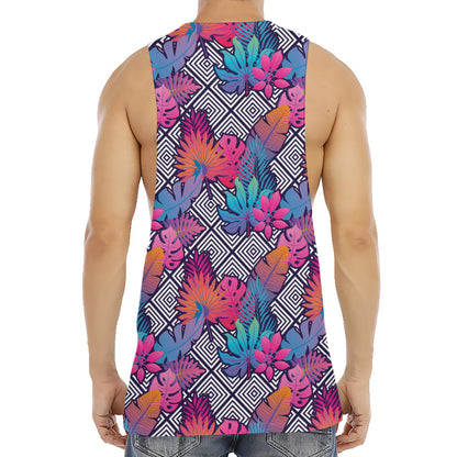 Psychedelic Tropical Aloha Pattern Print Men's Muscle Tank Top