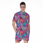 Psychedelic Tropical Aloha Pattern Print Men's Rompers
