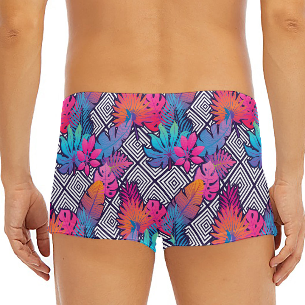 Psychedelic Tropical Aloha Pattern Print Men's Short Boxer Briefs