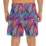 Psychedelic Tropical Aloha Pattern Print Men's Split Running Shorts