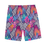 Psychedelic Tropical Aloha Pattern Print Men's Sports Shorts