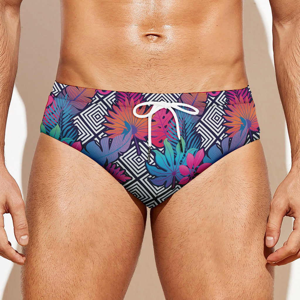 Psychedelic Tropical Aloha Pattern Print Men's Swim Briefs