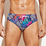 Psychedelic Tropical Aloha Pattern Print Men's Swim Briefs