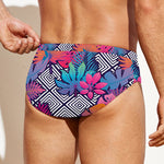 Psychedelic Tropical Aloha Pattern Print Men's Swim Briefs