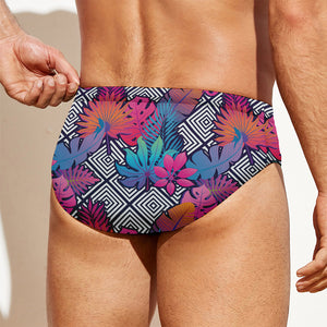 Psychedelic Tropical Aloha Pattern Print Men's Swim Briefs