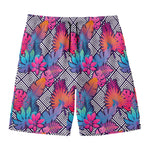 Psychedelic Tropical Aloha Pattern Print Men's Swim Trunks
