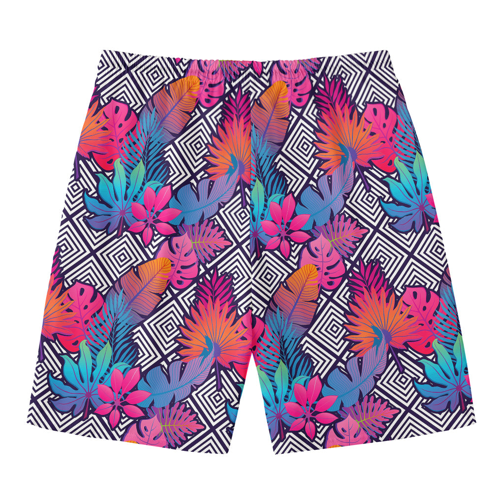 Psychedelic Tropical Aloha Pattern Print Men's Swim Trunks